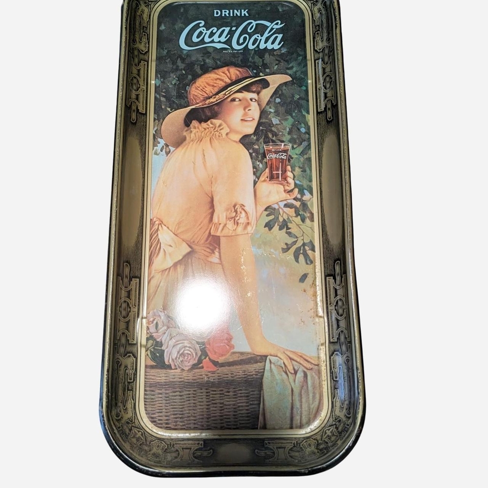 Vintage Coca Cola Metal Tin Coke‎ Serving Tray Elaine 1916 Reproduction